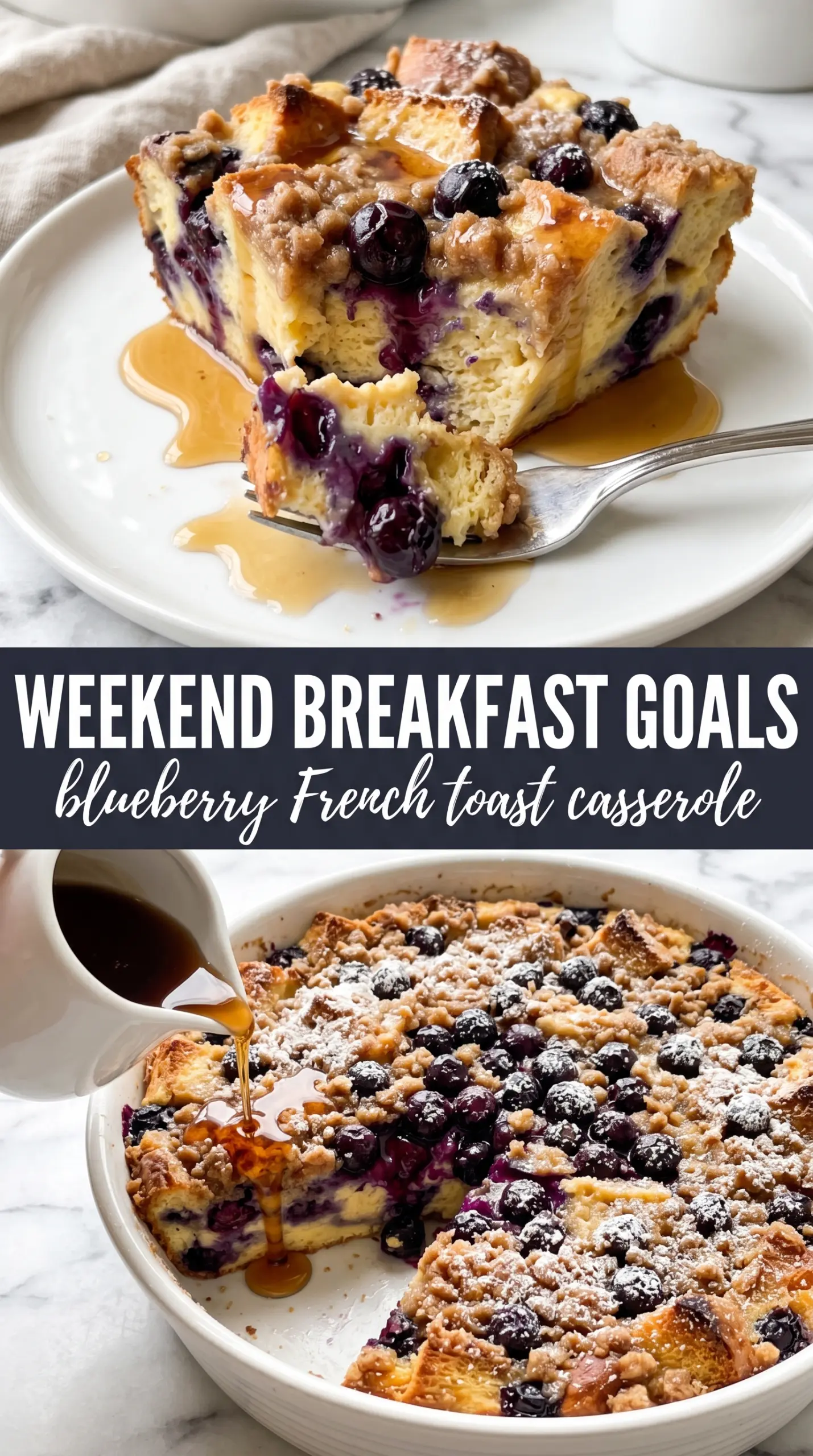 Blueberry French Toast Casserole jammy berries creamy streusel