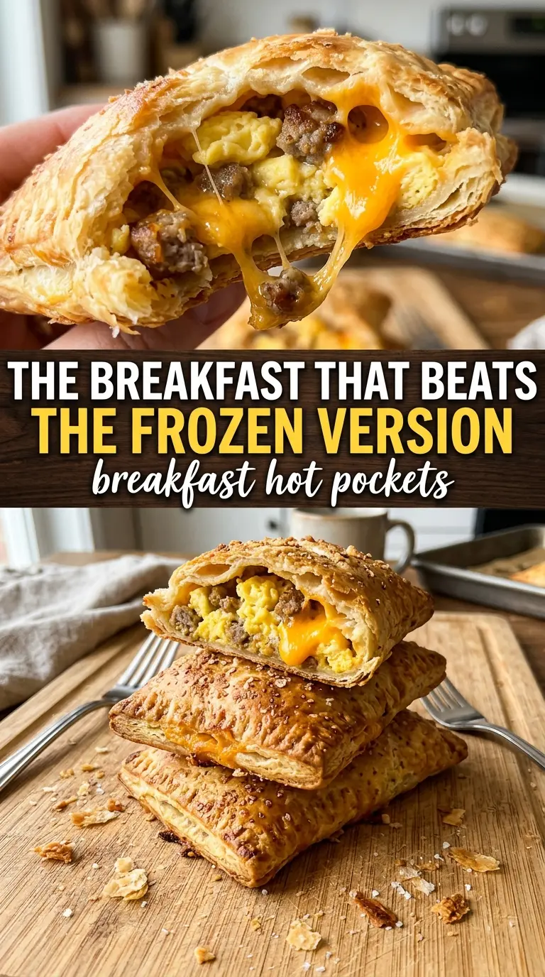Breakfast Hot Pockets flaky savory cheesy