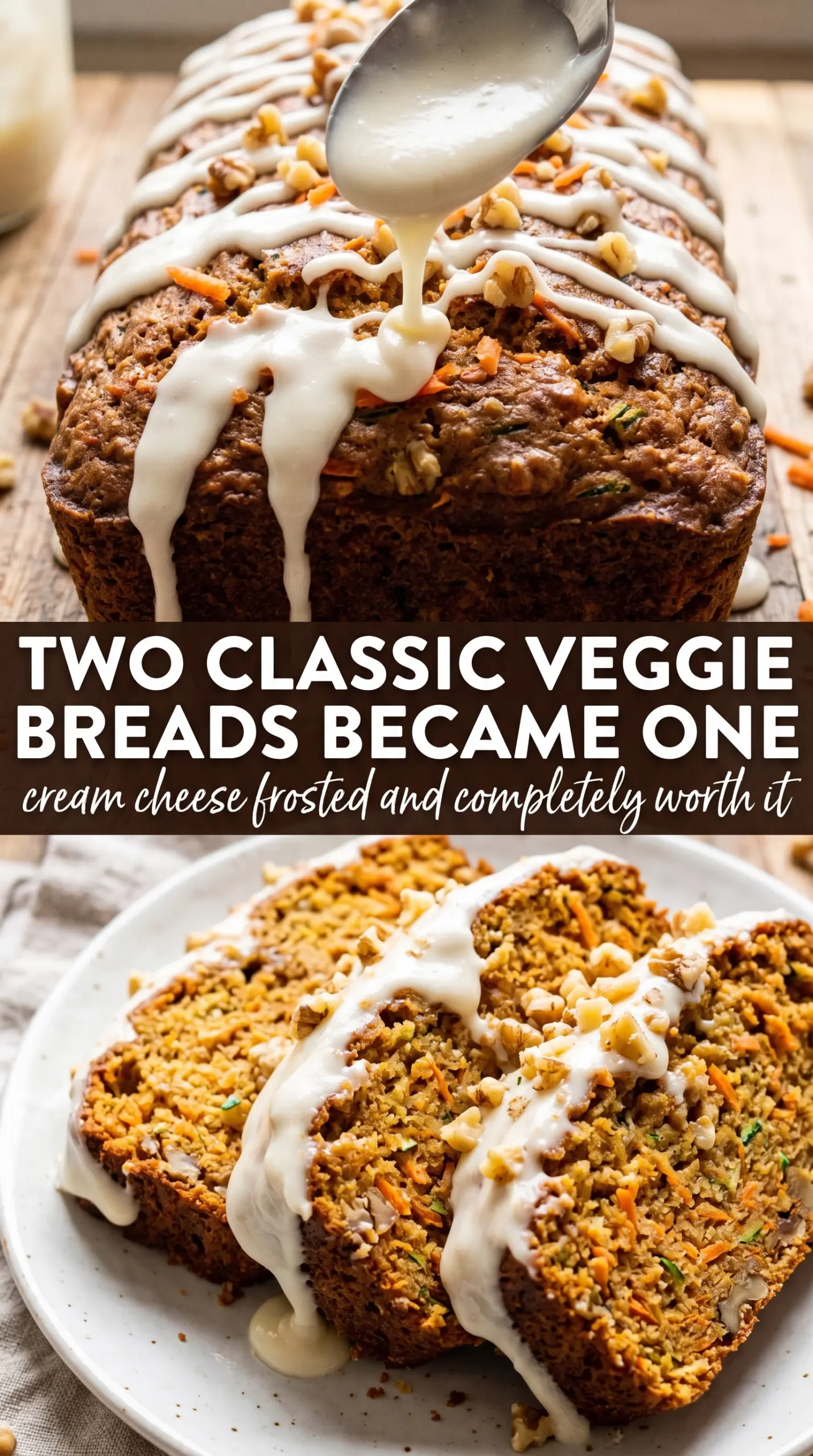 Carrot Cake Zucchini Bread spiced frosted loaf