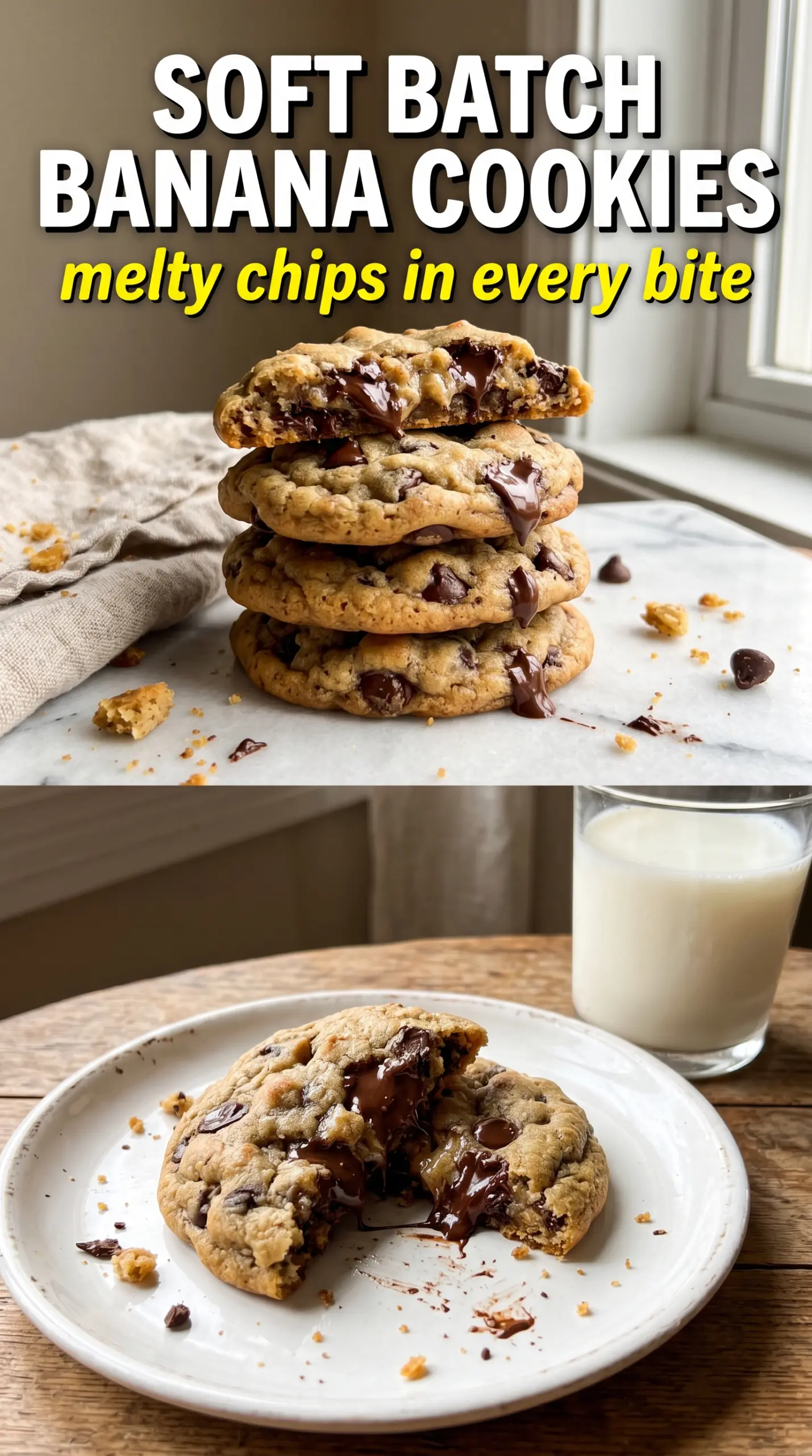 Chocolate Chip Banana Cookies soft chewy golden