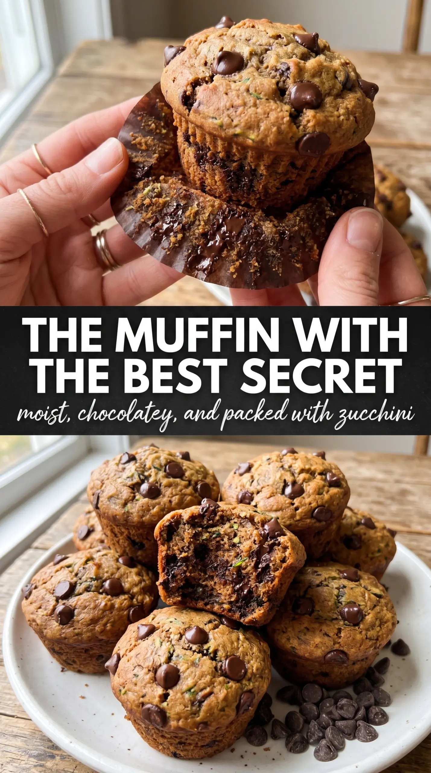 Chocolate Chip Zucchini Muffins moist chocolate-studded