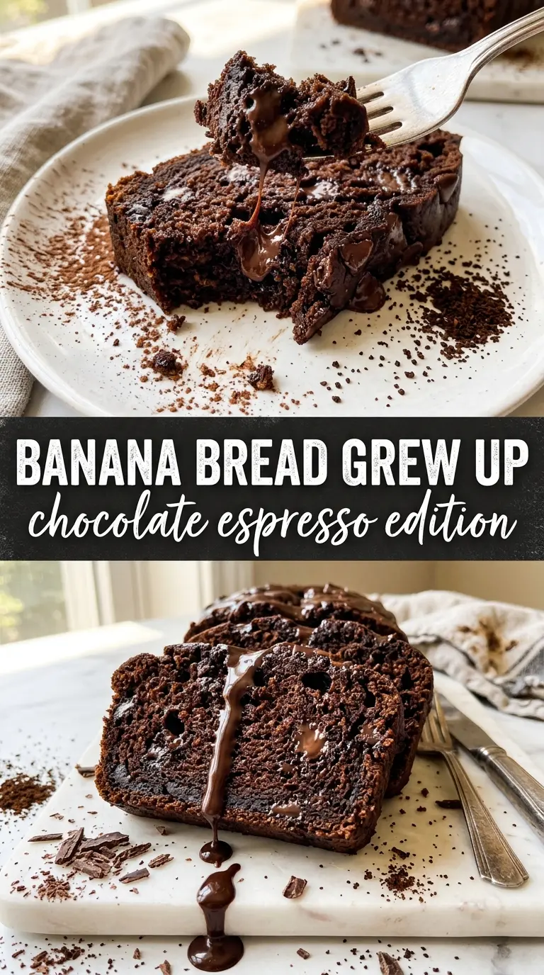 Chocolate Espresso Banana Bread dark fudgy chocolate chip