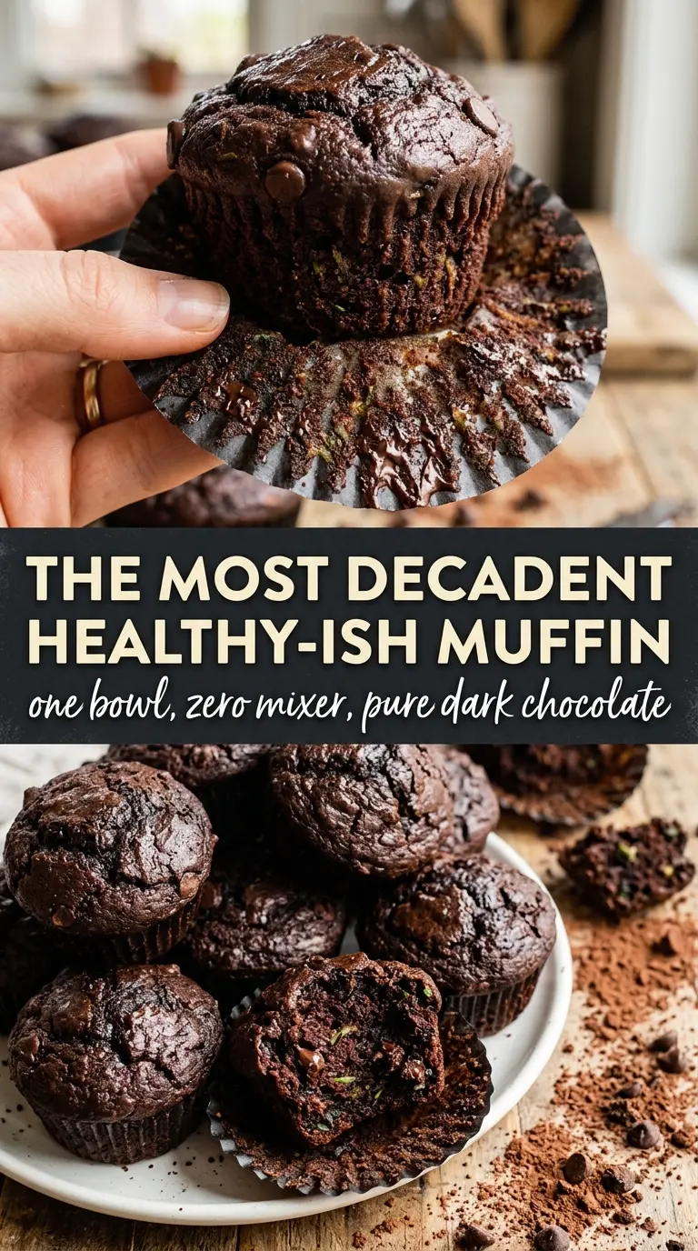 Chocolate Zucchini Muffins dark fudgy cracked-top