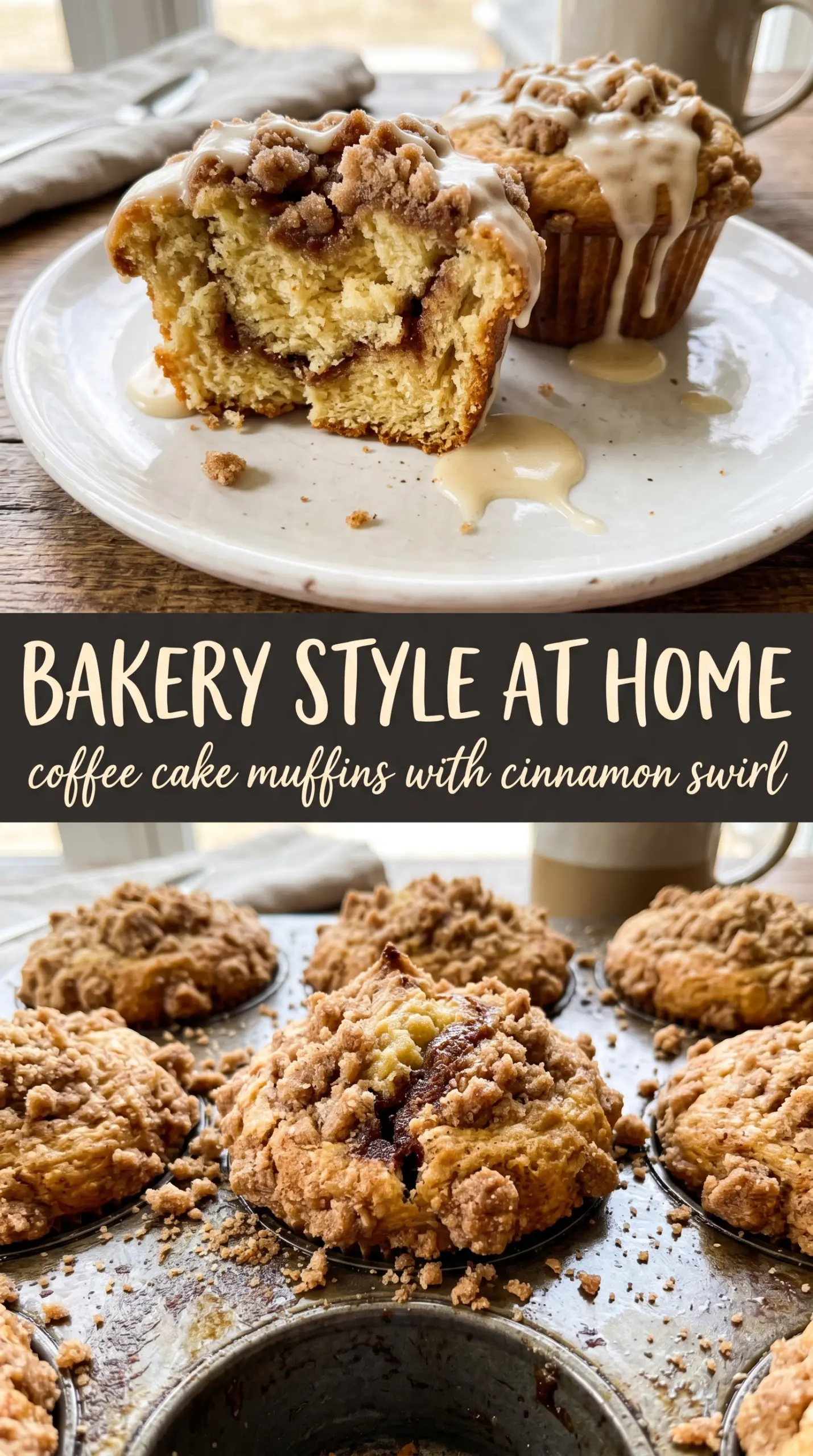 Coffee cake muffins cinnamon streusel bakery-style