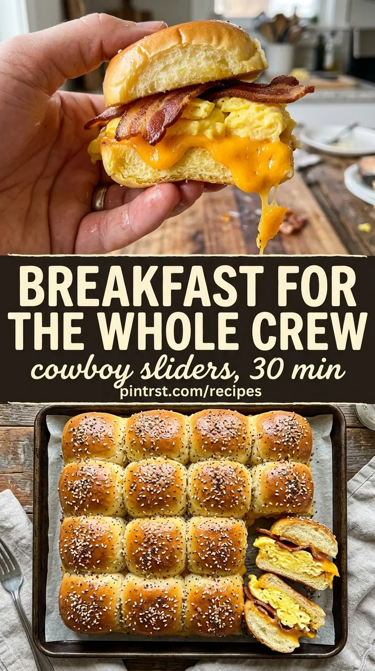 Cowboy Breakfast Sliders golden cheesy breakfast sliders