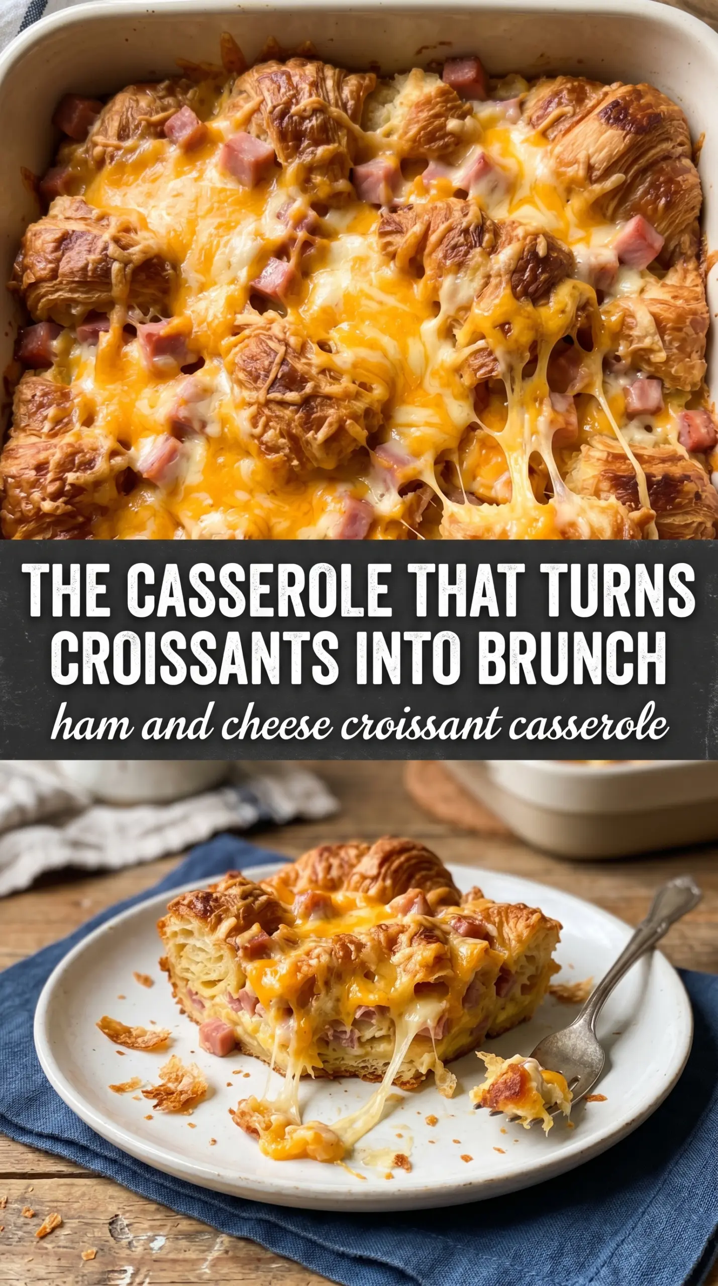 Ham and Cheese Croissant Casserole golden savory
