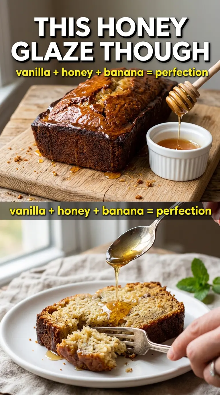 Honey Vanilla Banana Bread golden crumb, honey-glazed, vanilla-flecked