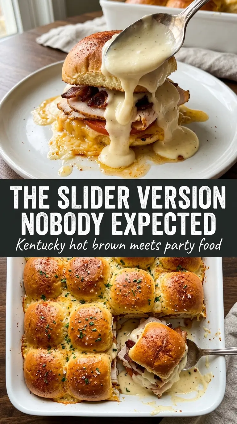 Kentucky Hot Brown Sliders creamy bacon-topped bubbly