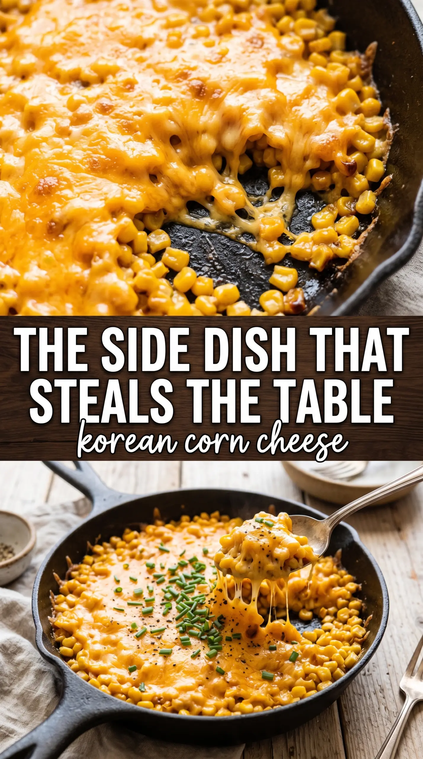 Korean Corn Cheese bubbling mozzarella golden