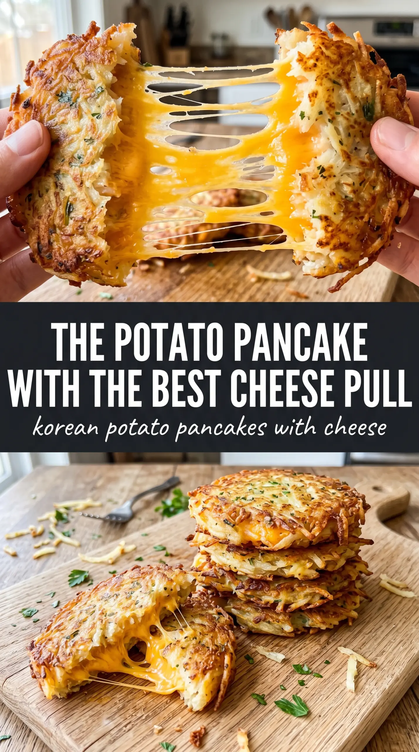Korean potato pancakes with cheese crispy cheesy golden