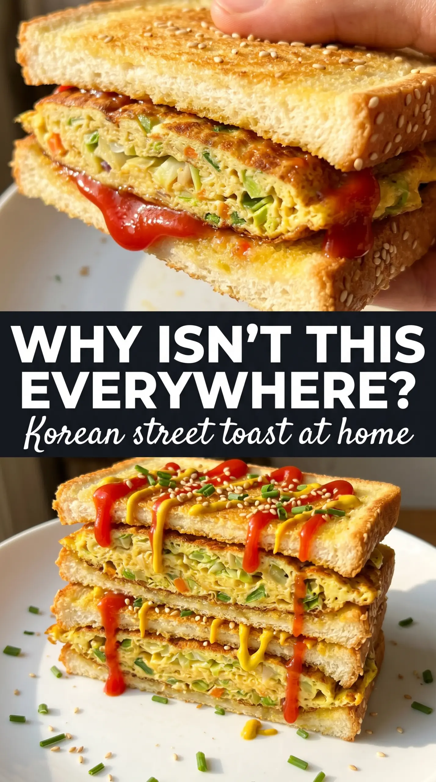 Korean street toast sweet-savory cabbage egg sandwich
