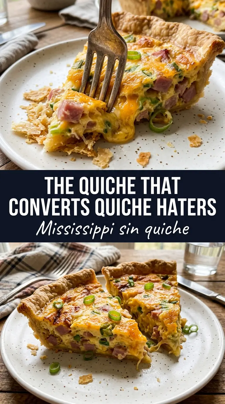 Mississippi Sin Quiche golden cheesy sausage