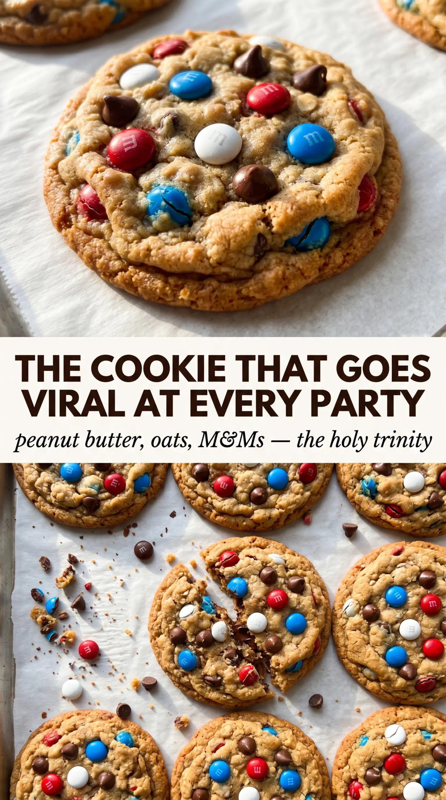 Monster cookies chewy peanut butter oatmeal colorful