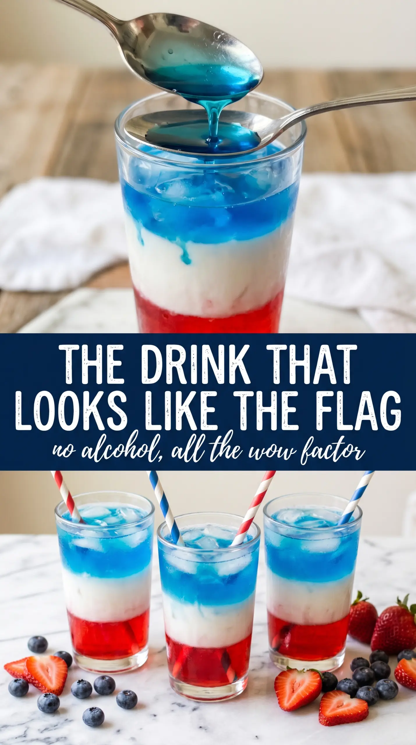 Non-Alcoholic Layered Drinks colorful layered mocktail