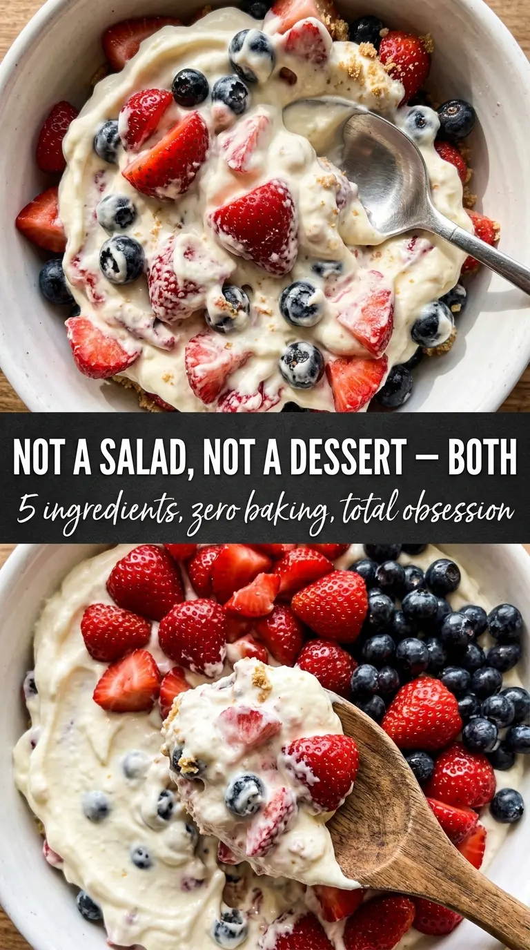 Red, White and Blue Cheesecake Salad fluffy berry dessert