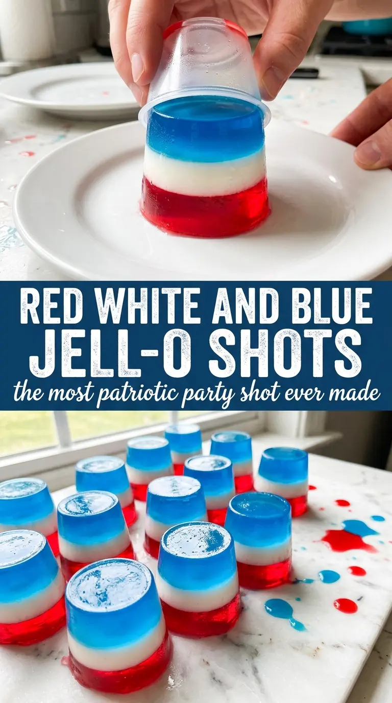 Jell-O Shots red white blue layered