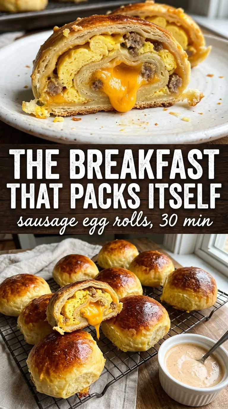 Sausage Egg Breakfast Rolls golden cheesy breakfast rolls