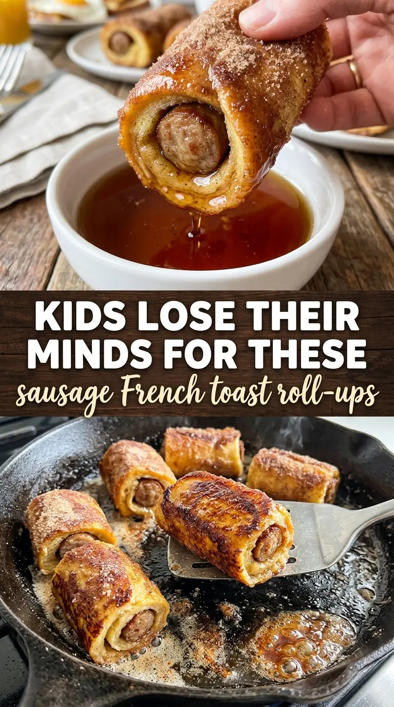 Sausage French toast roll-ups cinnamon sugar maple