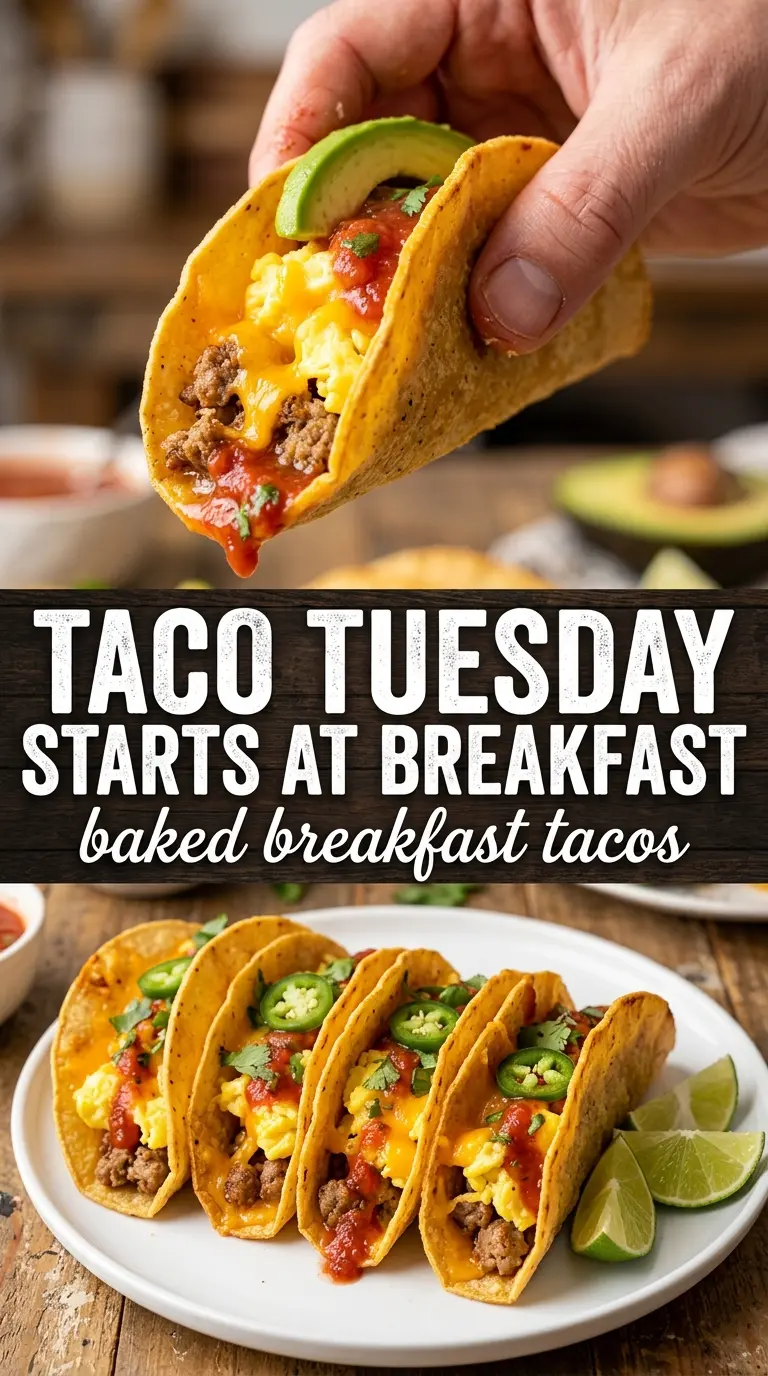 Simple Baked Breakfast Tacos crispy cheesy folded