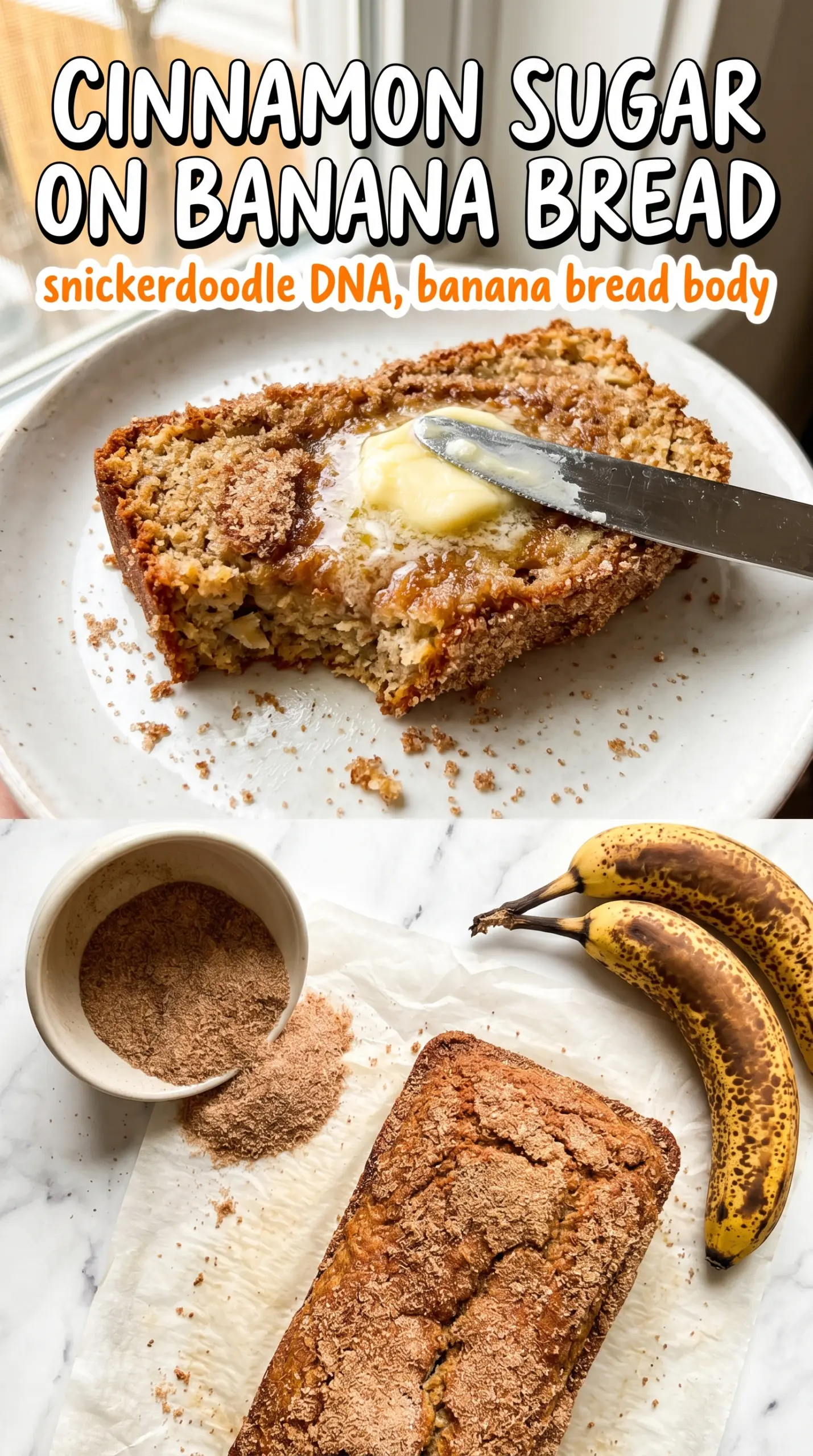 Snickerdoodle Banana Bread crackled cinnamon sugar crust