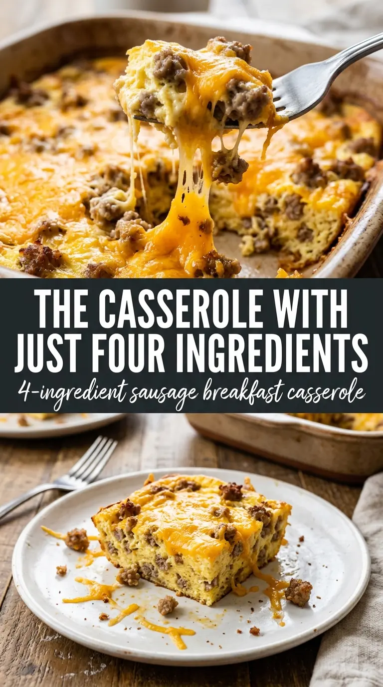 4-Ingredient Sausage Breakfast Casserole golden cheesy