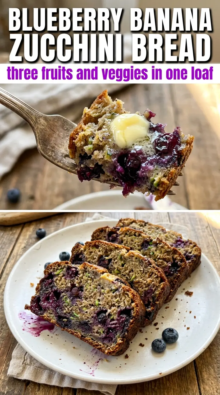 Blueberry Banana Zucchini Bread golden moist crumb