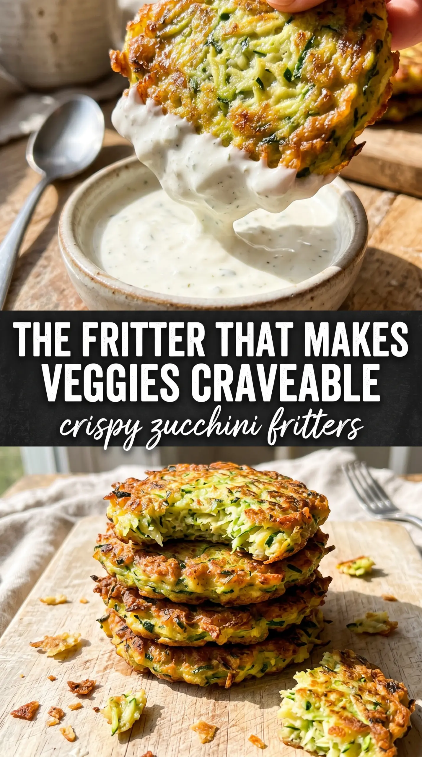 Crispy zucchini fritters golden crispy dill sour cream