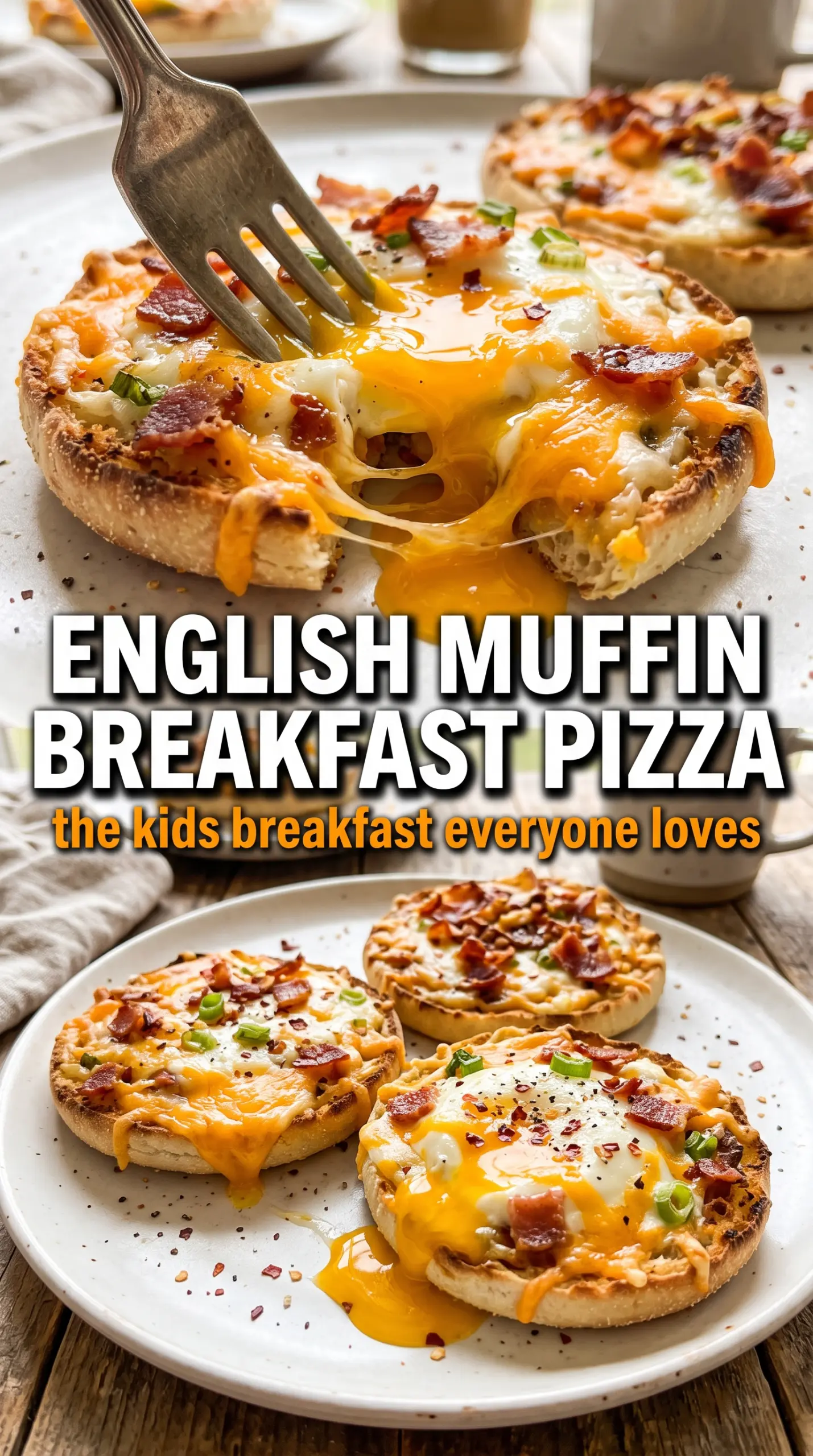 English Muffin Breakfast Pizza crispy cheesy egg