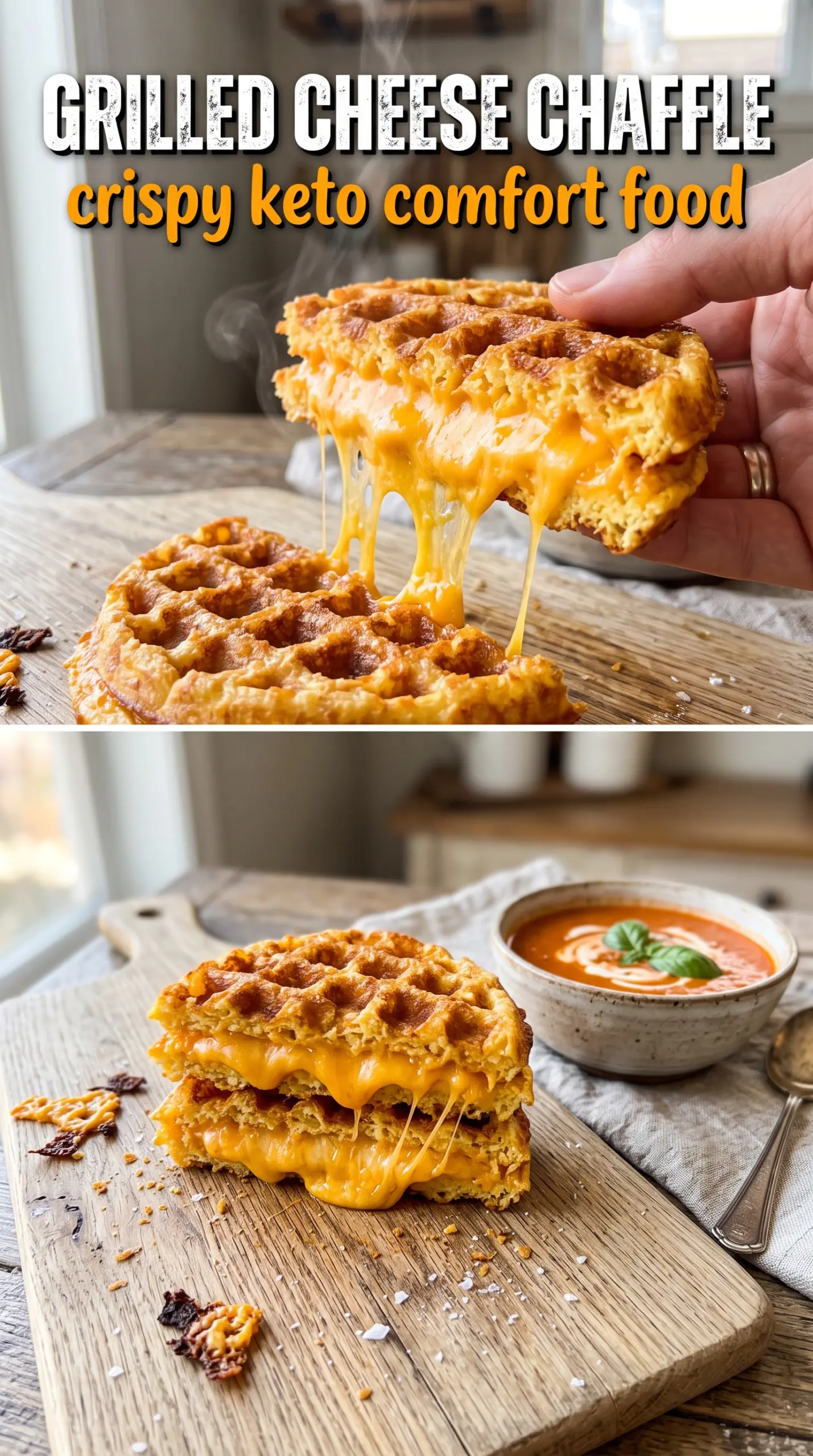 Grilled Cheese Chaffle crispy cheesy low carb sandwich