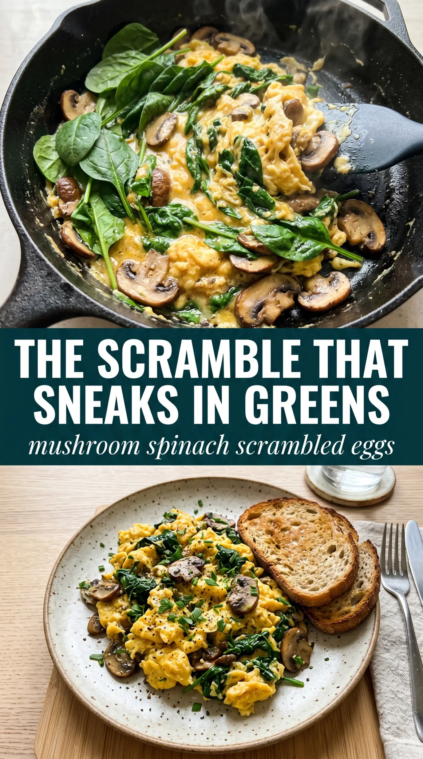 Mushroom Spinach Scrambled Eggs creamy savory breakfast