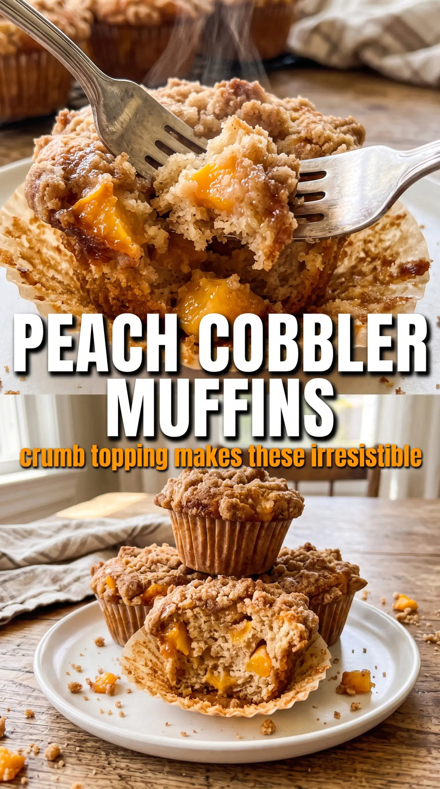 Peach Cobbler Muffins bakery-style streusel peach