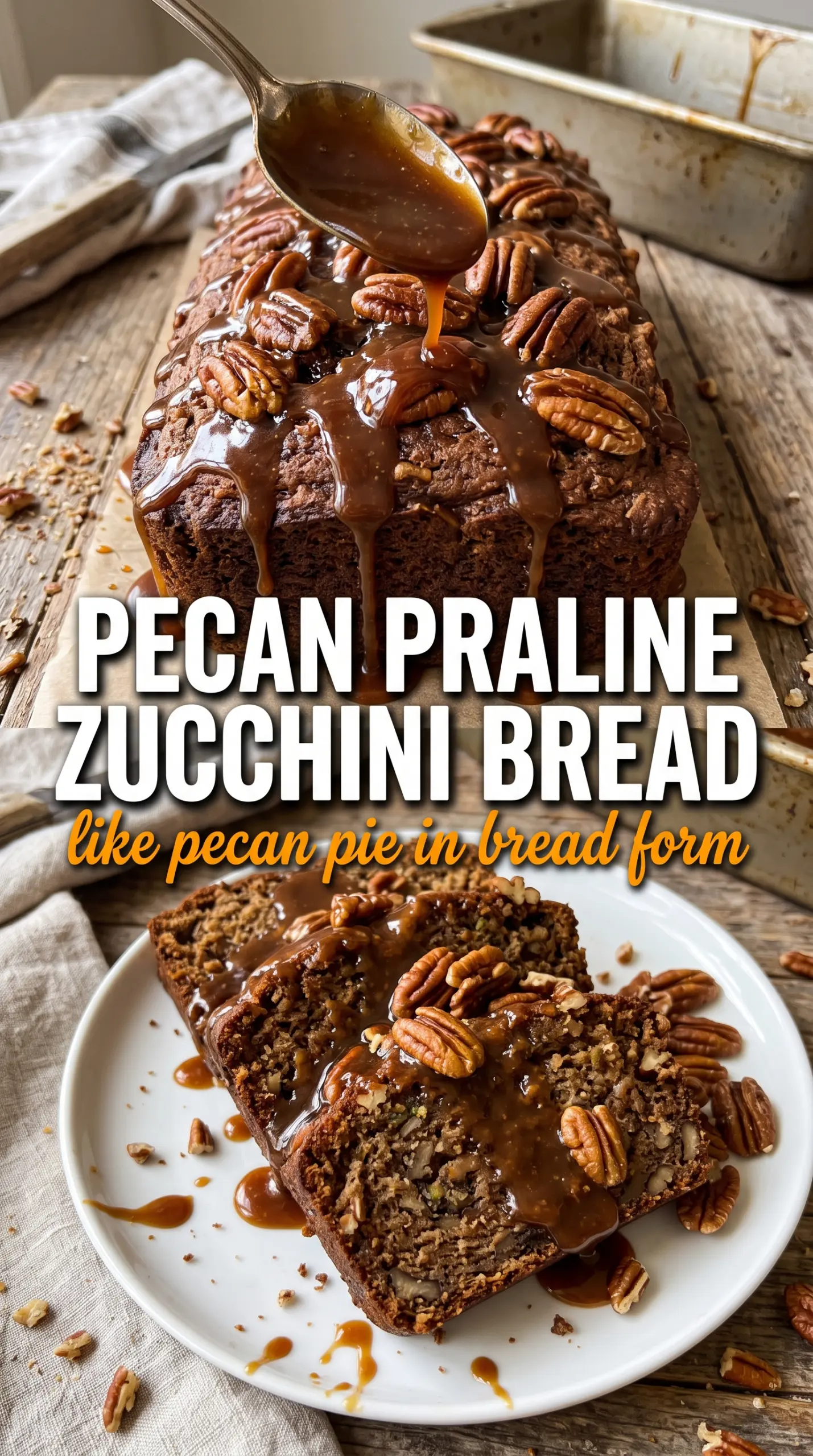 Pecan praline zucchini bread golden crunchy
