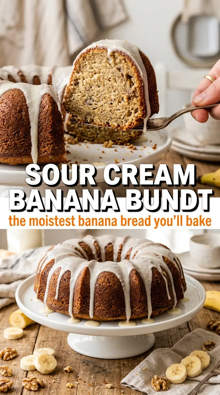 Sour Cream Banana Bread Bundt Pan moist glaze