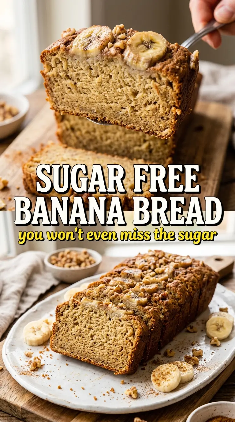 Sugar Free Banana Bread golden crumb naturally sweetened