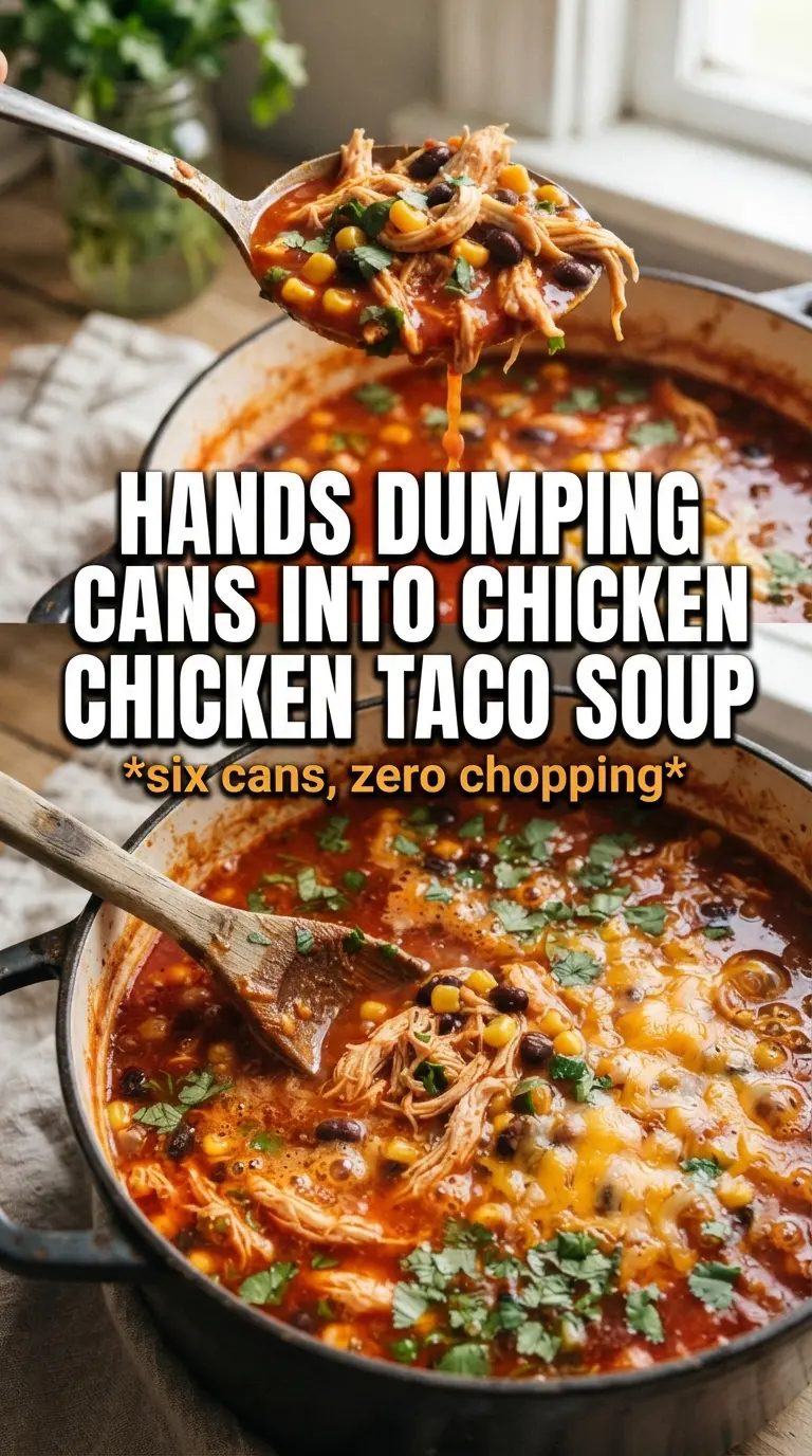 6-Can Chicken Taco Soup canned chicken black beans corn