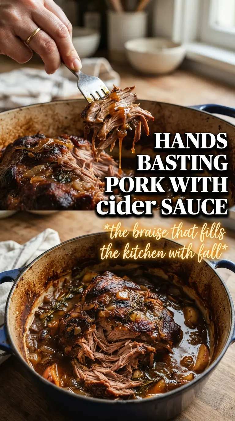 Apple Cider Braised Pork Shoulder tender apples caramelized sauce