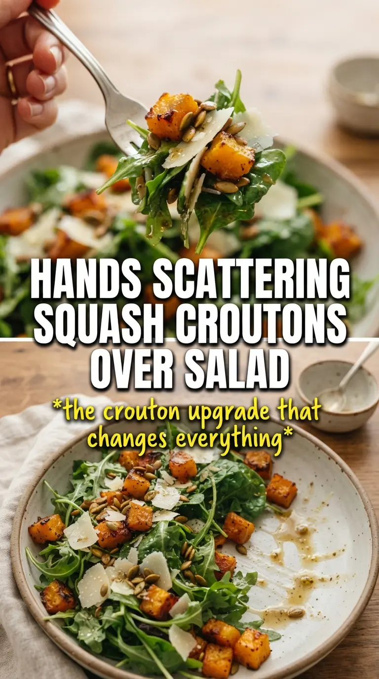 Autumn Caesar Salad With Delicata Squash Croutons crisp roasted savory
