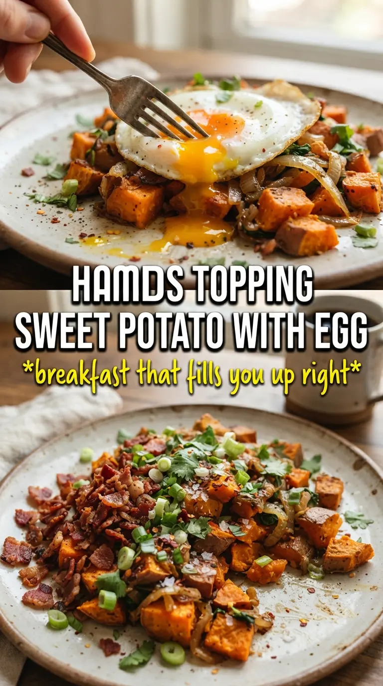Breakfast Sweet Potato loaded savory, hearty, cheesy