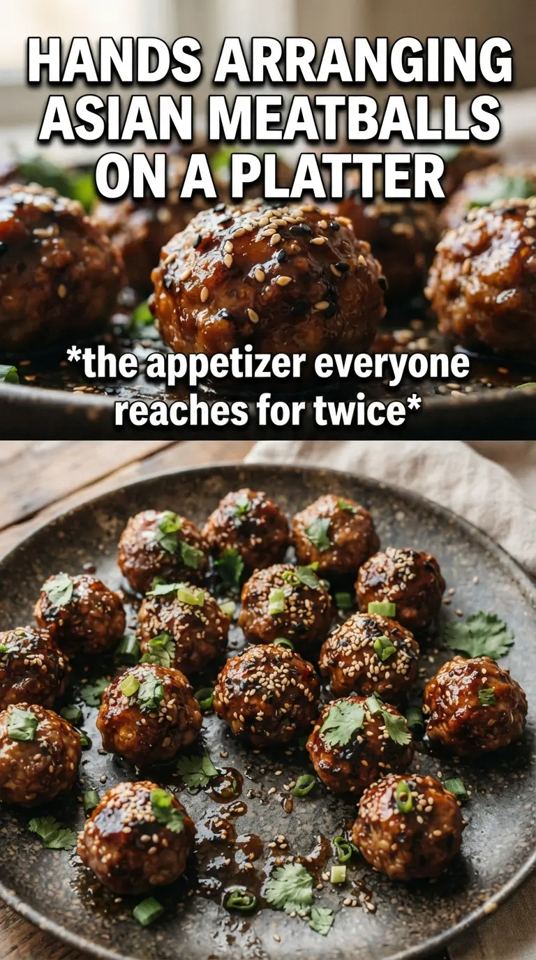 Crockpot Asian Meatballs sticky ginger-soy glazed