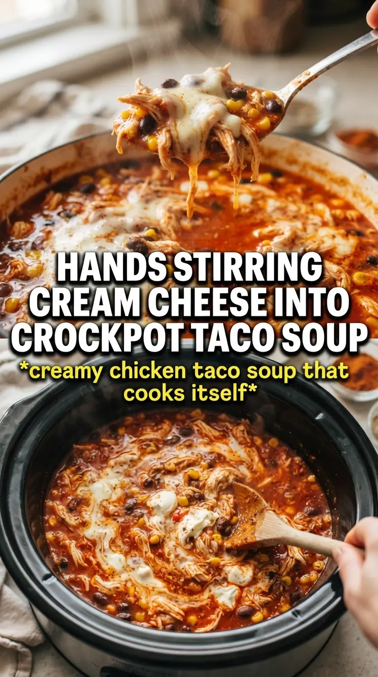Crockpot Creamy Chicken Taco Soup creamy Tex-Mex shredded chicken