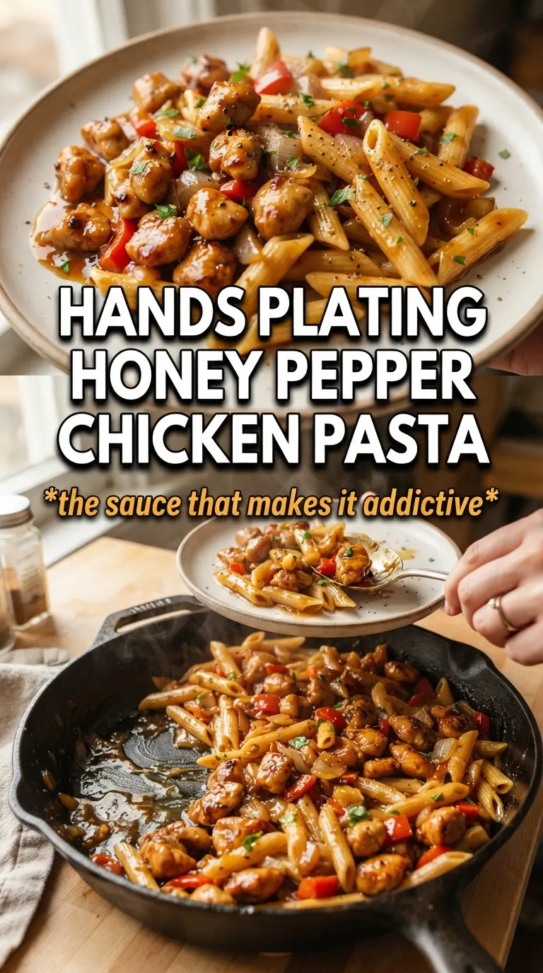 Honey Pepper Chicken Pasta glossy savory peppery