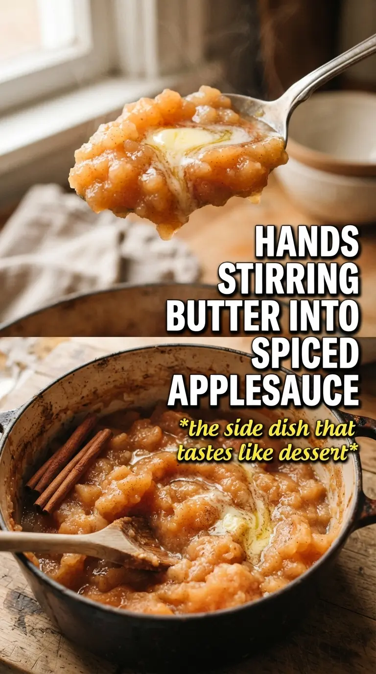 Hot Buttered Apple Sauce With Cinnamon and Nutmeg, smooth, warm, spiced