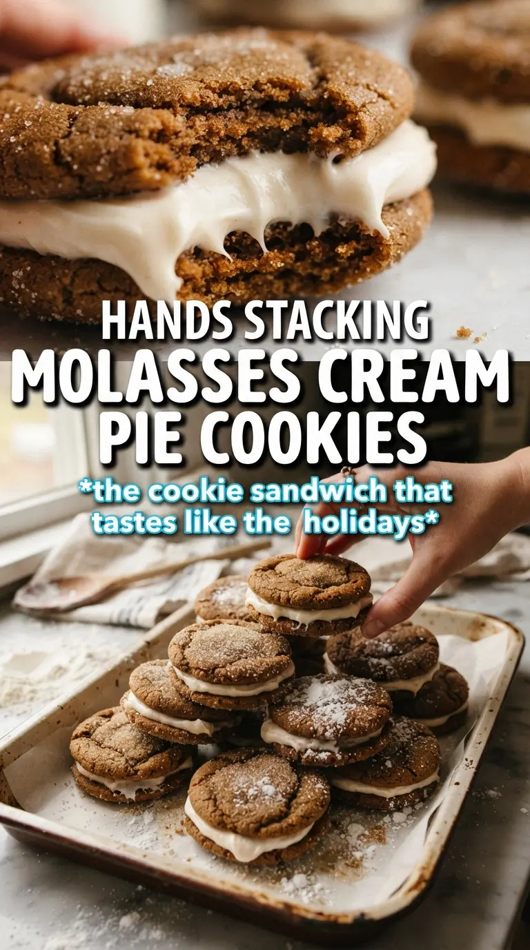 Molasses Cream Pie Cookies soft spiced sandwich cookies vanilla cream