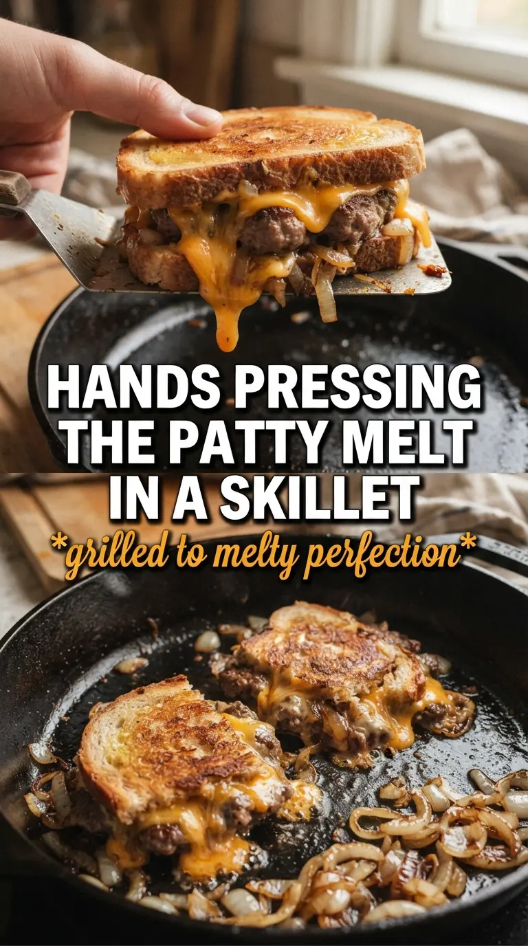 Patty Melt golden toasted rye melted cheese caramelized onions
