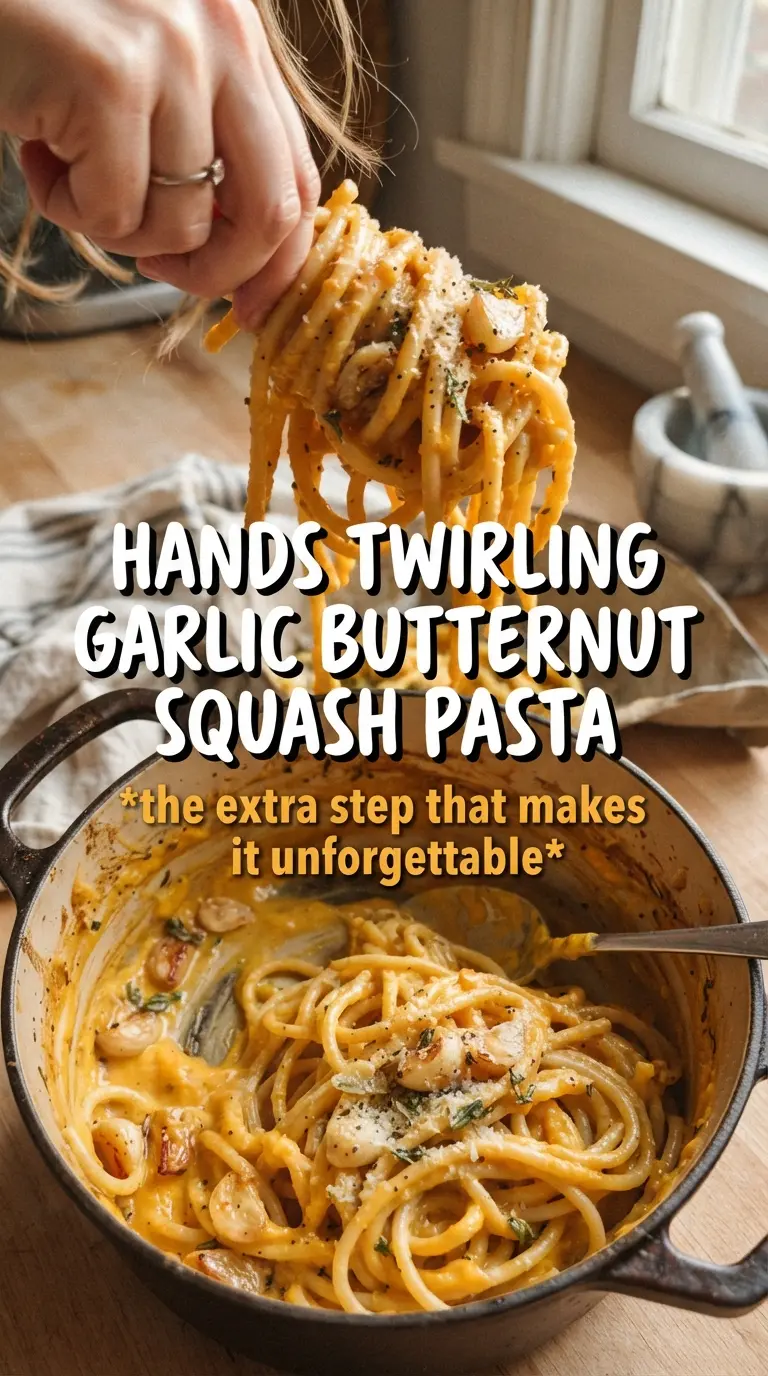 Roasted garlic butternut squash pasta creamy golden sage