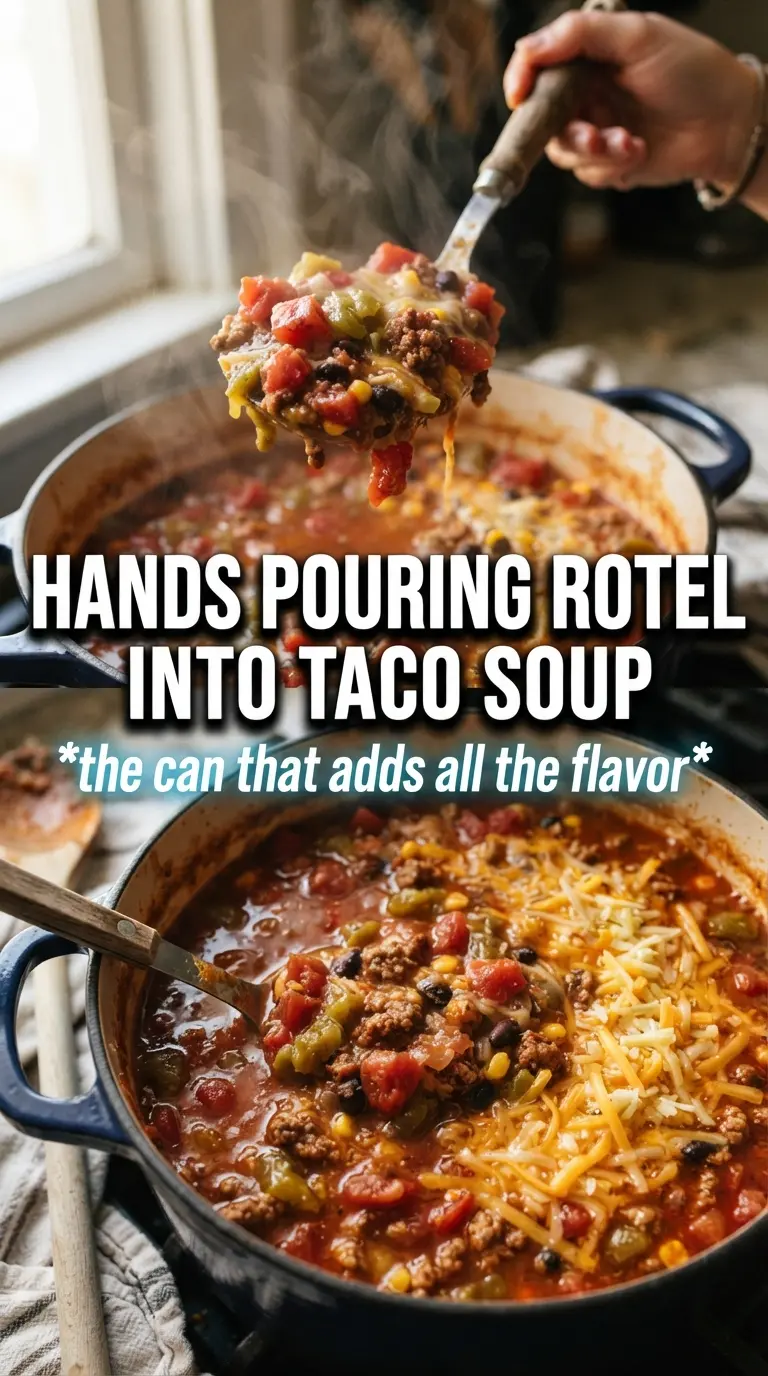 Rotel taco soup spicy tomato broth ground beef beans corn