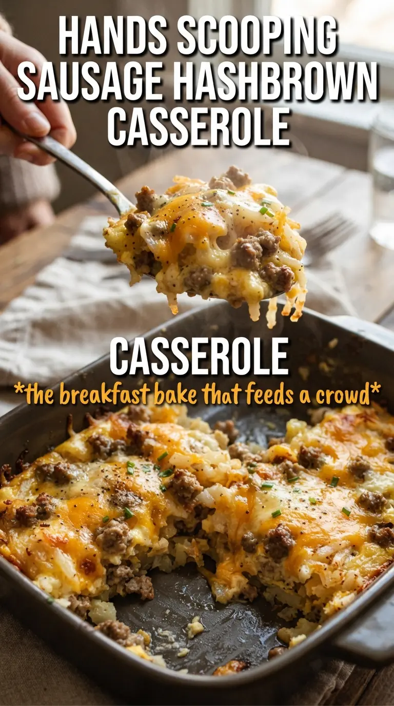 Sausage Egg and Cream Cheese Hashbrown Casserole golden cheesy layered