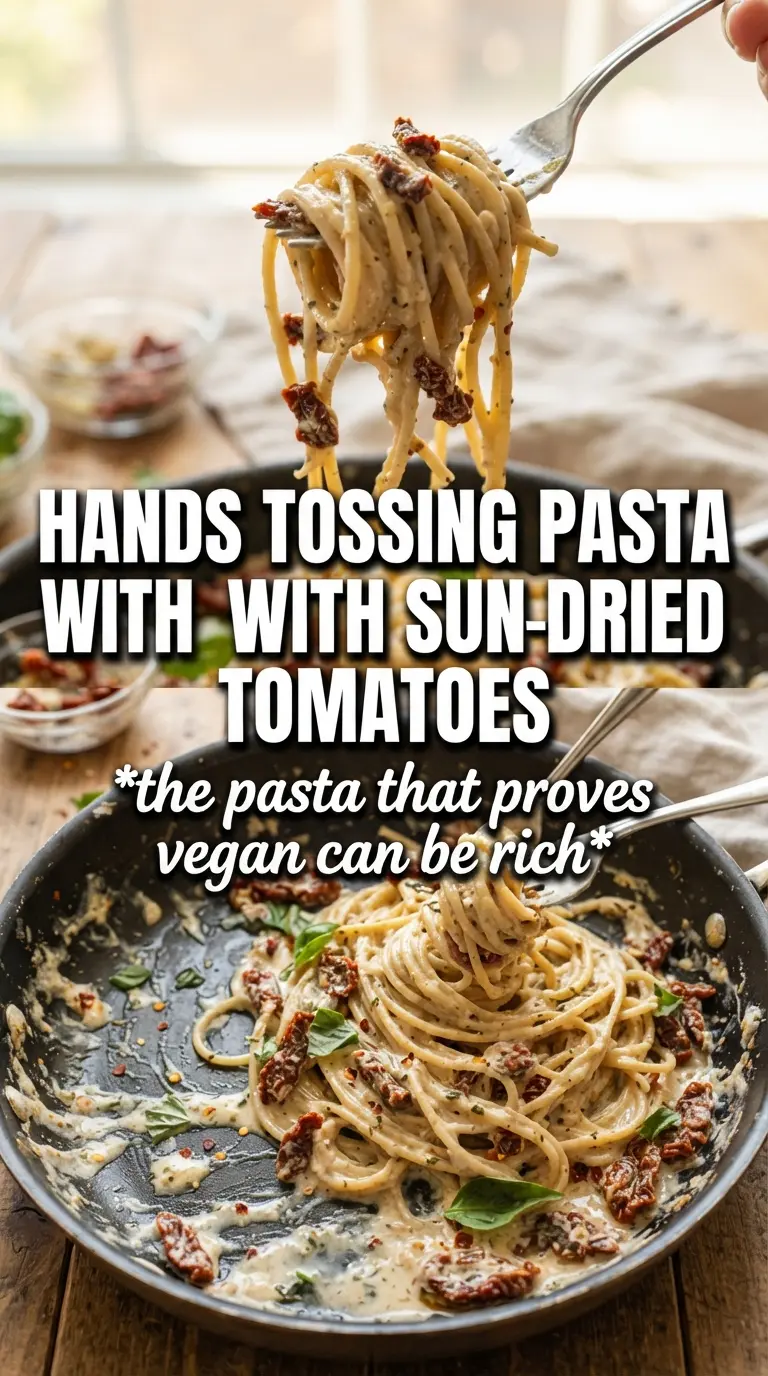 Sun-Dried Tomato Vegan Pasta creamy dairy-free rigatoni spinach