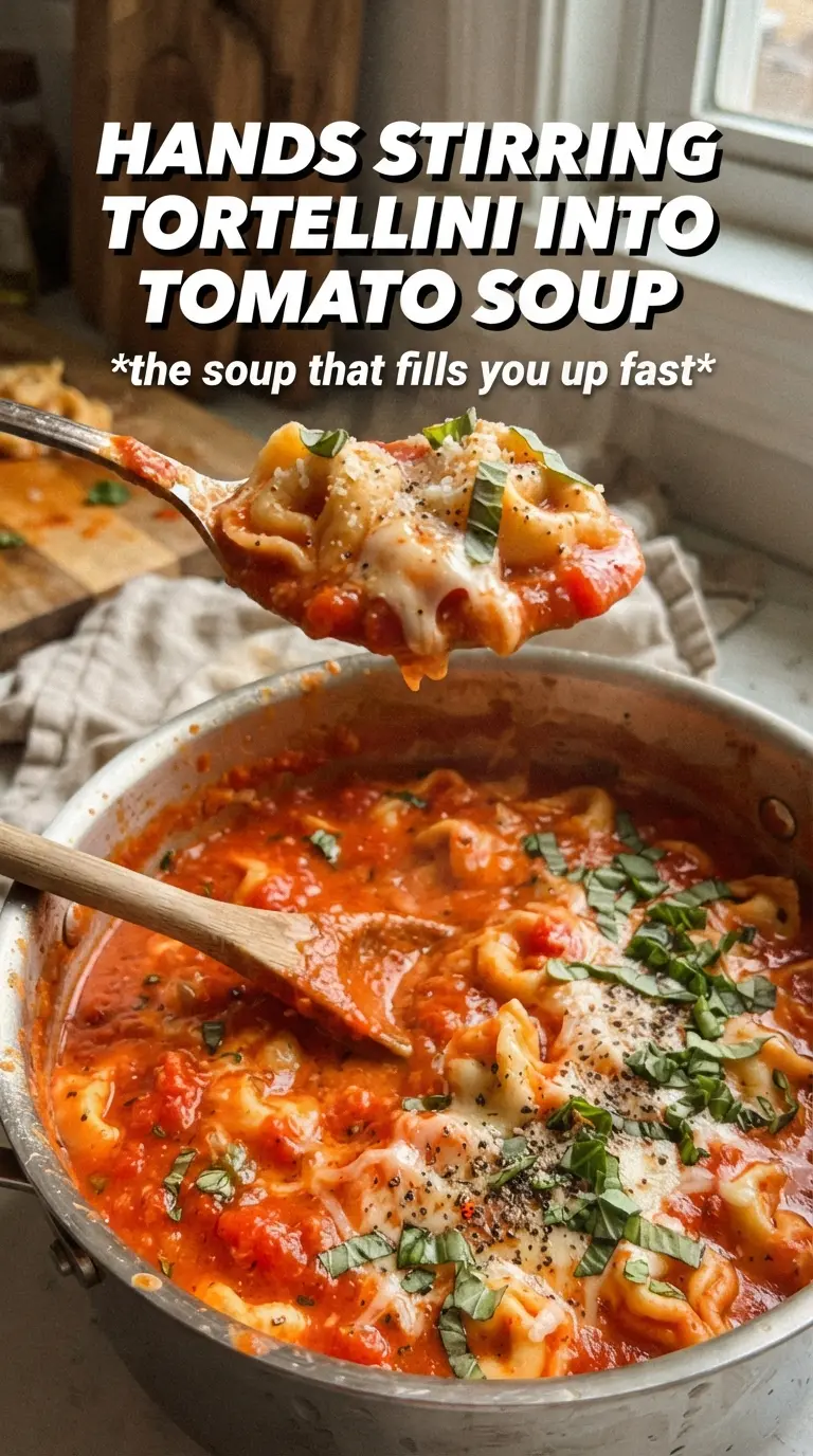 Tomato Tortellini Soup creamy, hearty, Italian-American