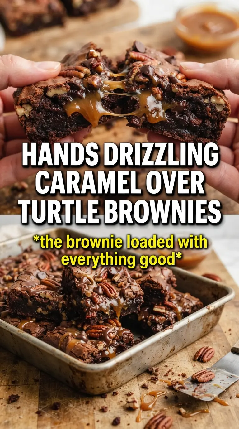 Turtle Brownies fudgy caramel pecans